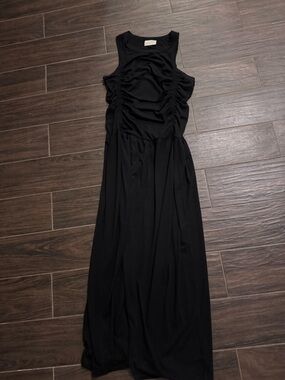Universal Thread Black Sleeveless Ruched Maxi Dress